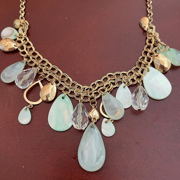 2pc set costume jewelry necklaces, one rhinestones, one blue beads. - Picture 4 of 5